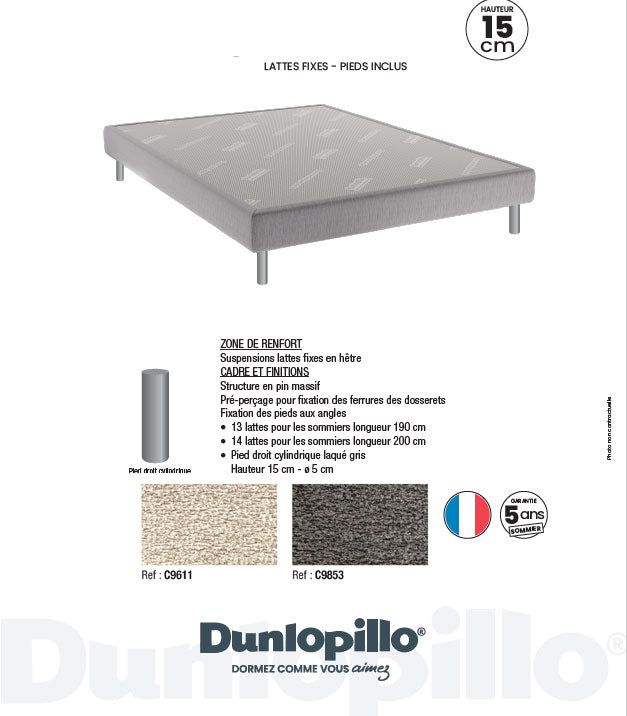 Sommier Dunlopillo tapissier à lattes