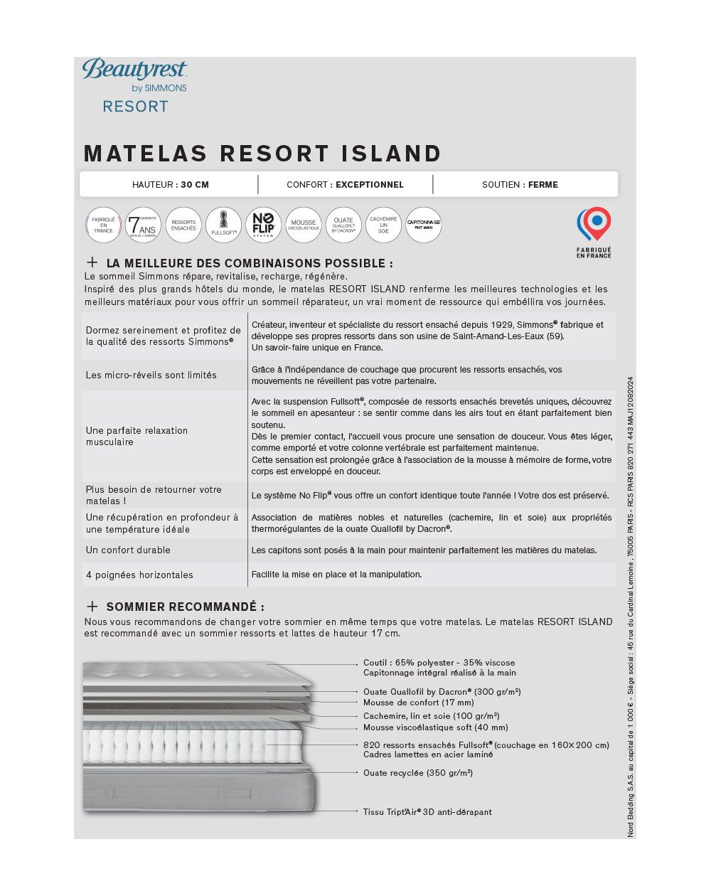 Matelas Simmons - Resort Island - 160x200